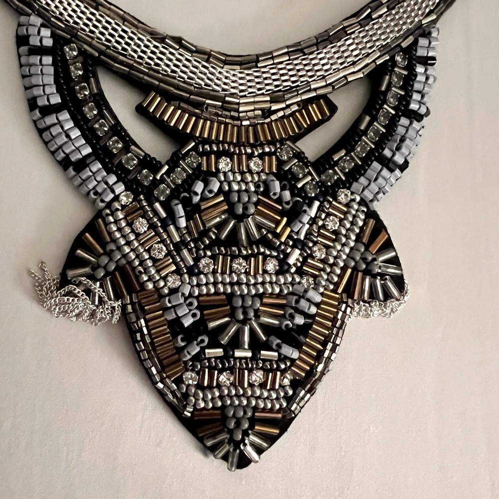 Beautiful beaded gray and silver necklace